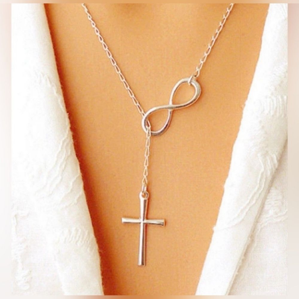 NWT Silver Infinity Cross Necklace